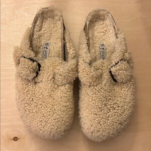 Papillio Birkenstock Shearling Boston big buckle clogs
